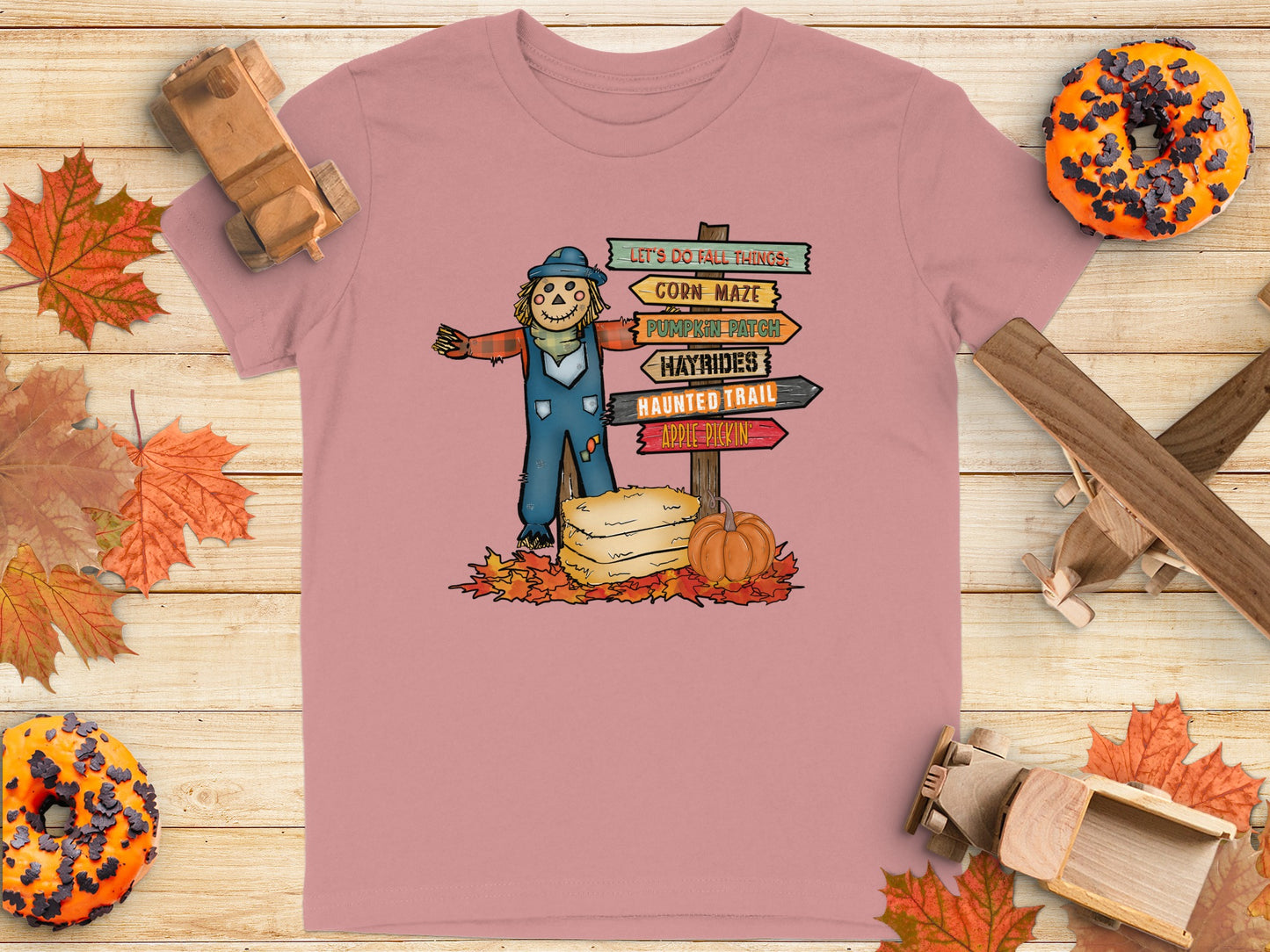 Fall Themed Scarecrow Signs Graphic T-shirt product type