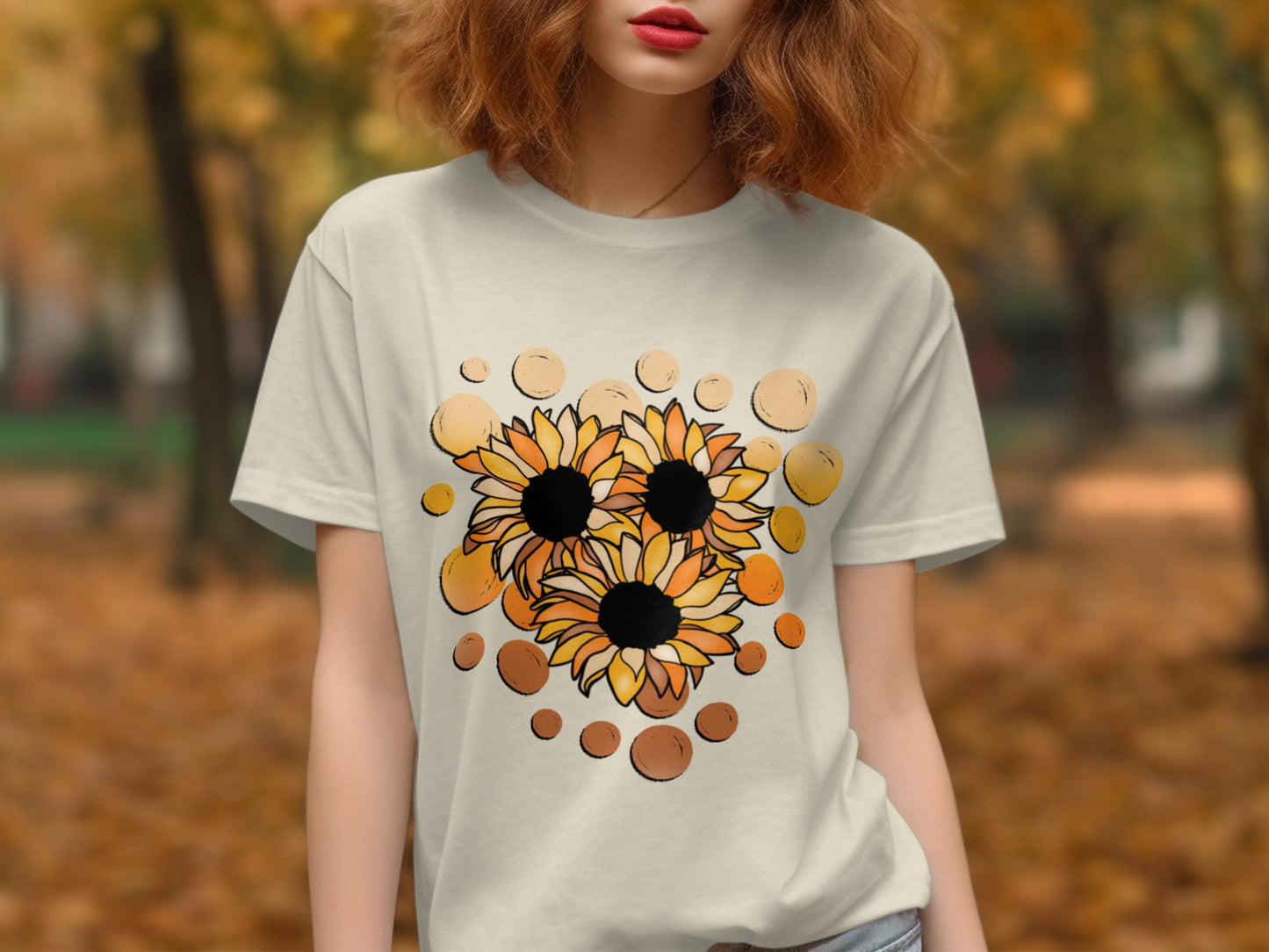 Sunflower Artwork with Abstract Circles T-shirt product