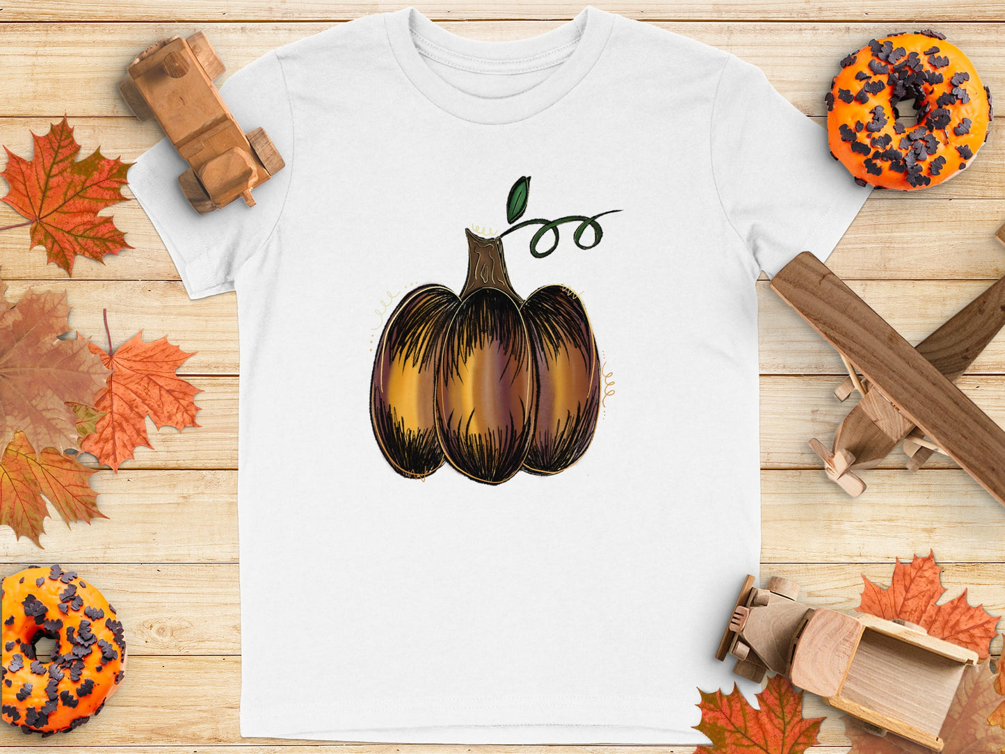 Hand Drawn Pumpkin Graphic White T-shirt product