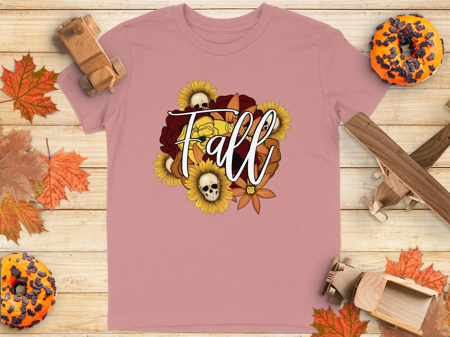 Fall Themed Skull Sunflower Roses T-Shirt product