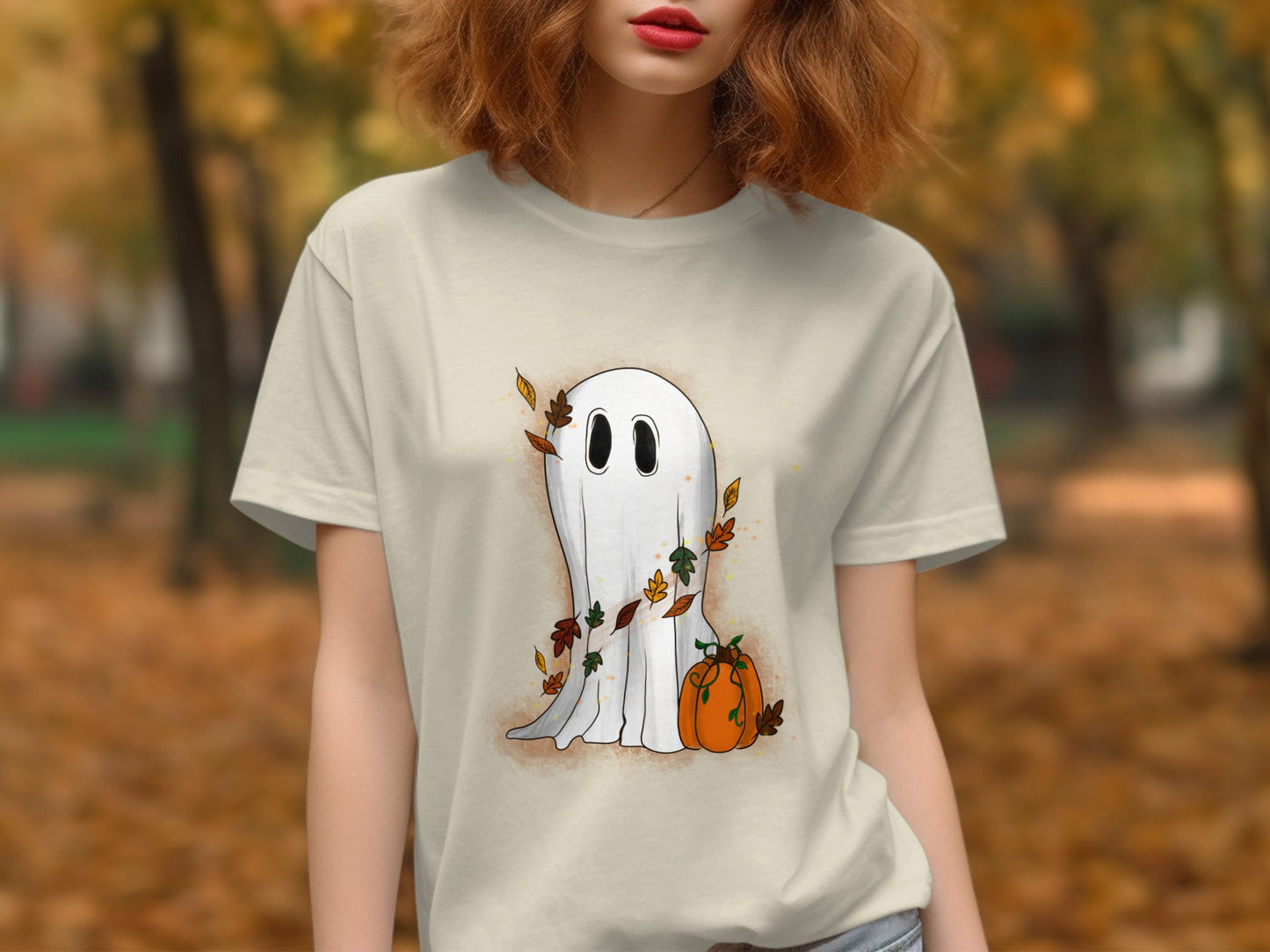 Cute Ghost and Pumpkin Autumn T-Shirt product
