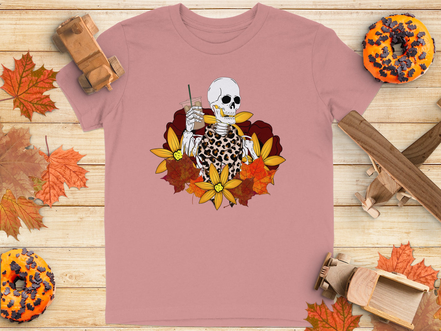 Autumn Vibes Skeleton Floral Design T-Shirt product type