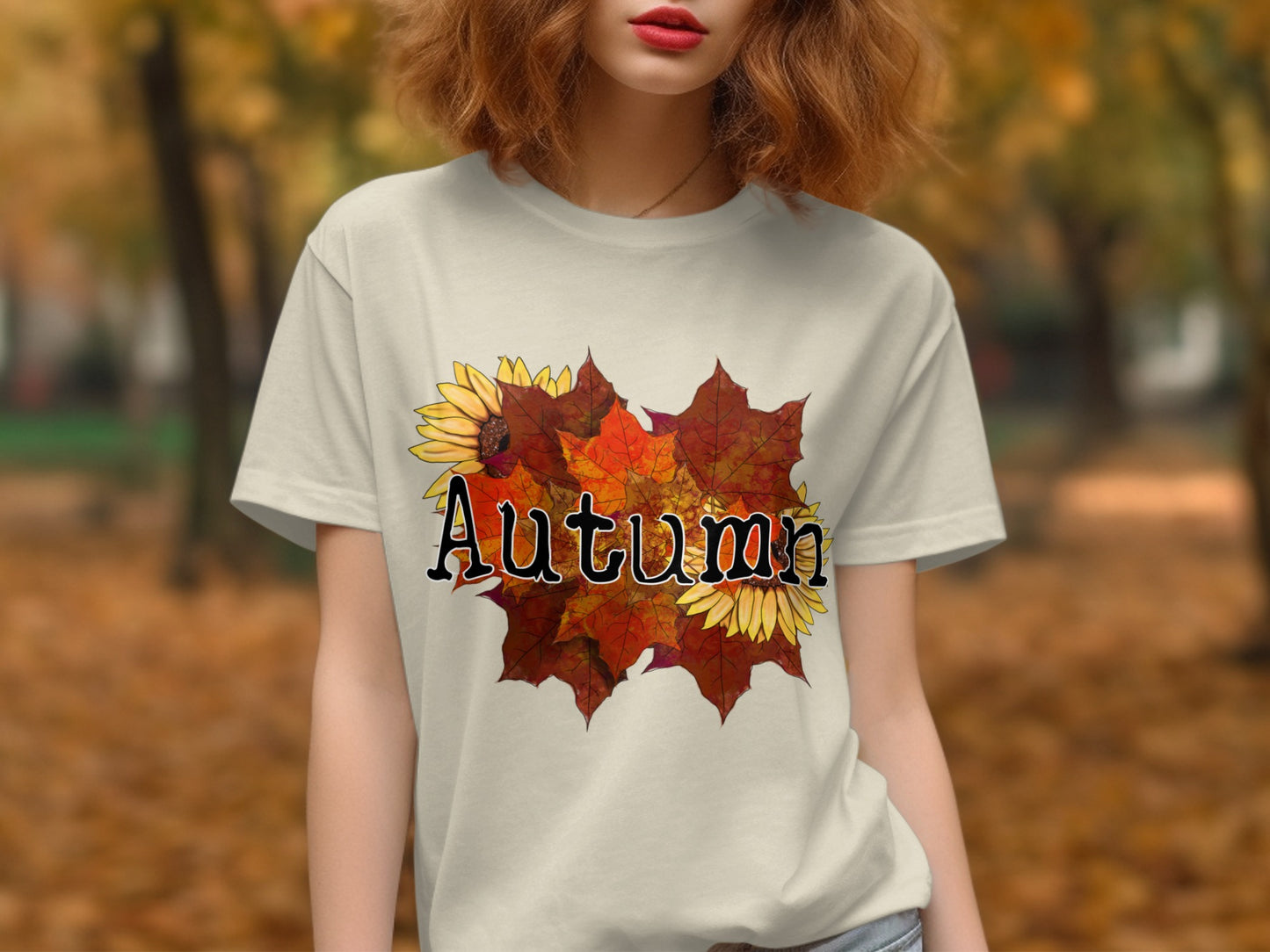 Autumn Leaves and Sunflowers Graphic T-shirt product