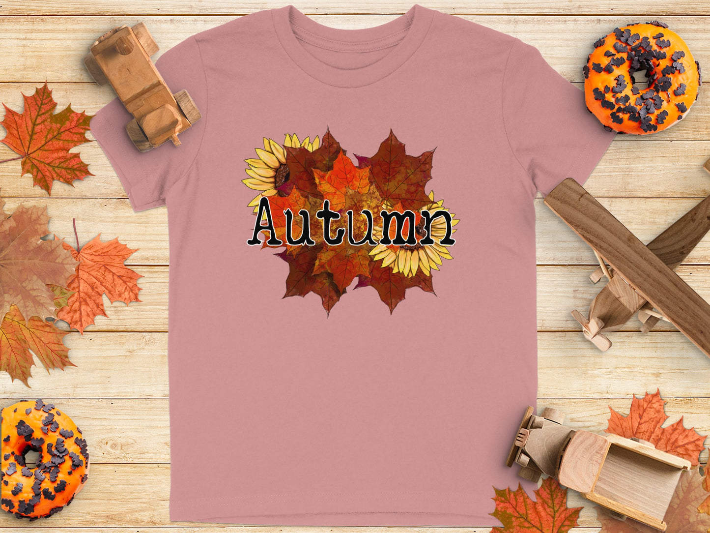 Autumn Leaves and Sunflowers Graphic T-Shirt product