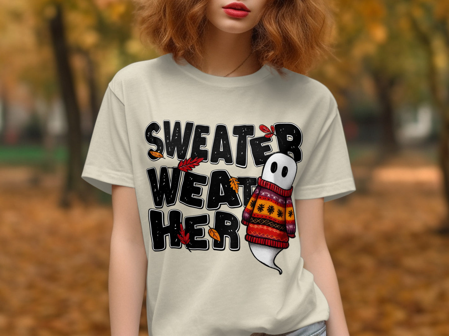 Sweater Weather Graphic Cute Halloween Themed T-shirt product