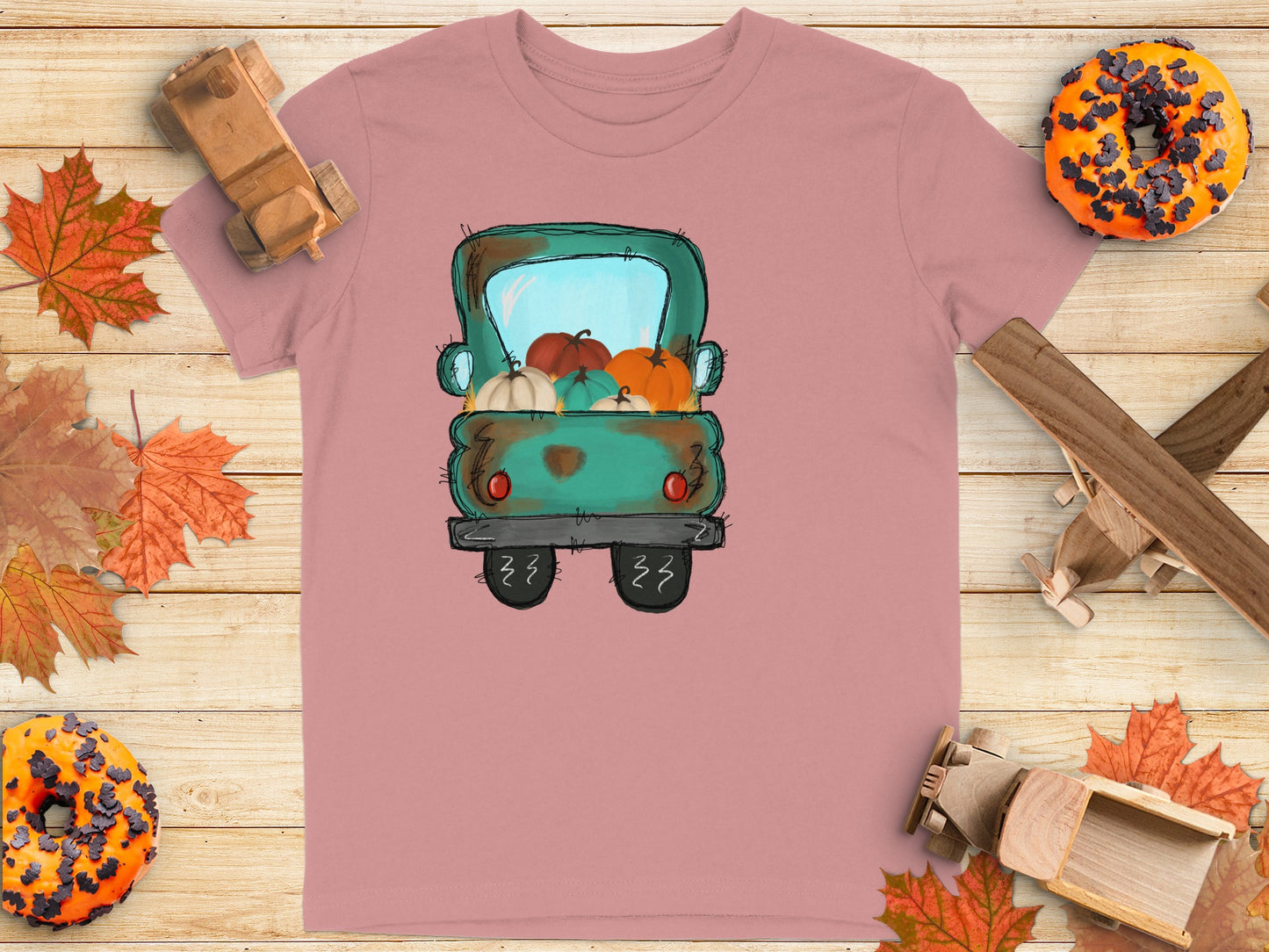 Vintage Autumn Truck with Pumpkins Graphic T-Shirt product type