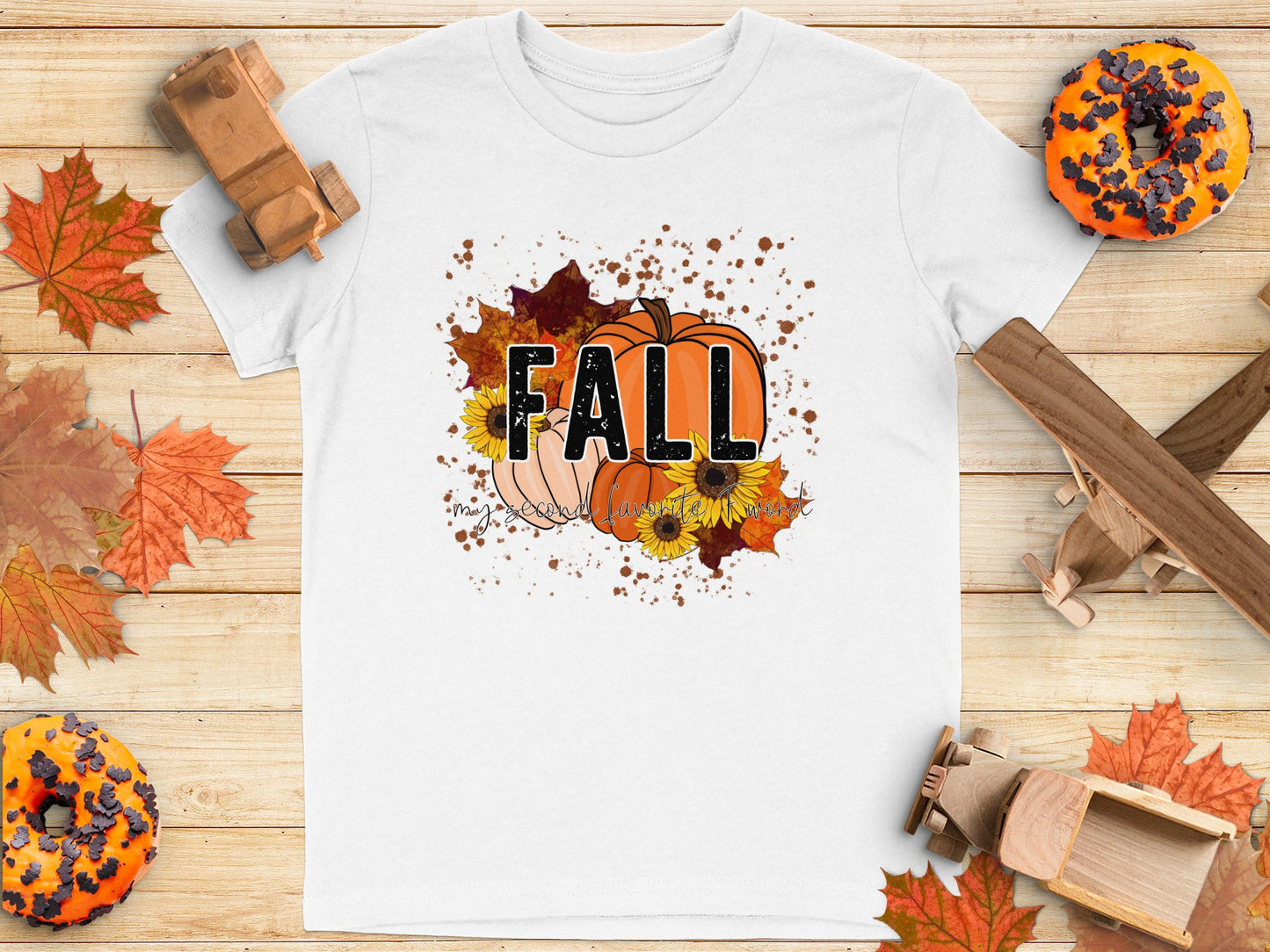 Fall Pumpkin Leaves Graphic Design T-Shirt product type