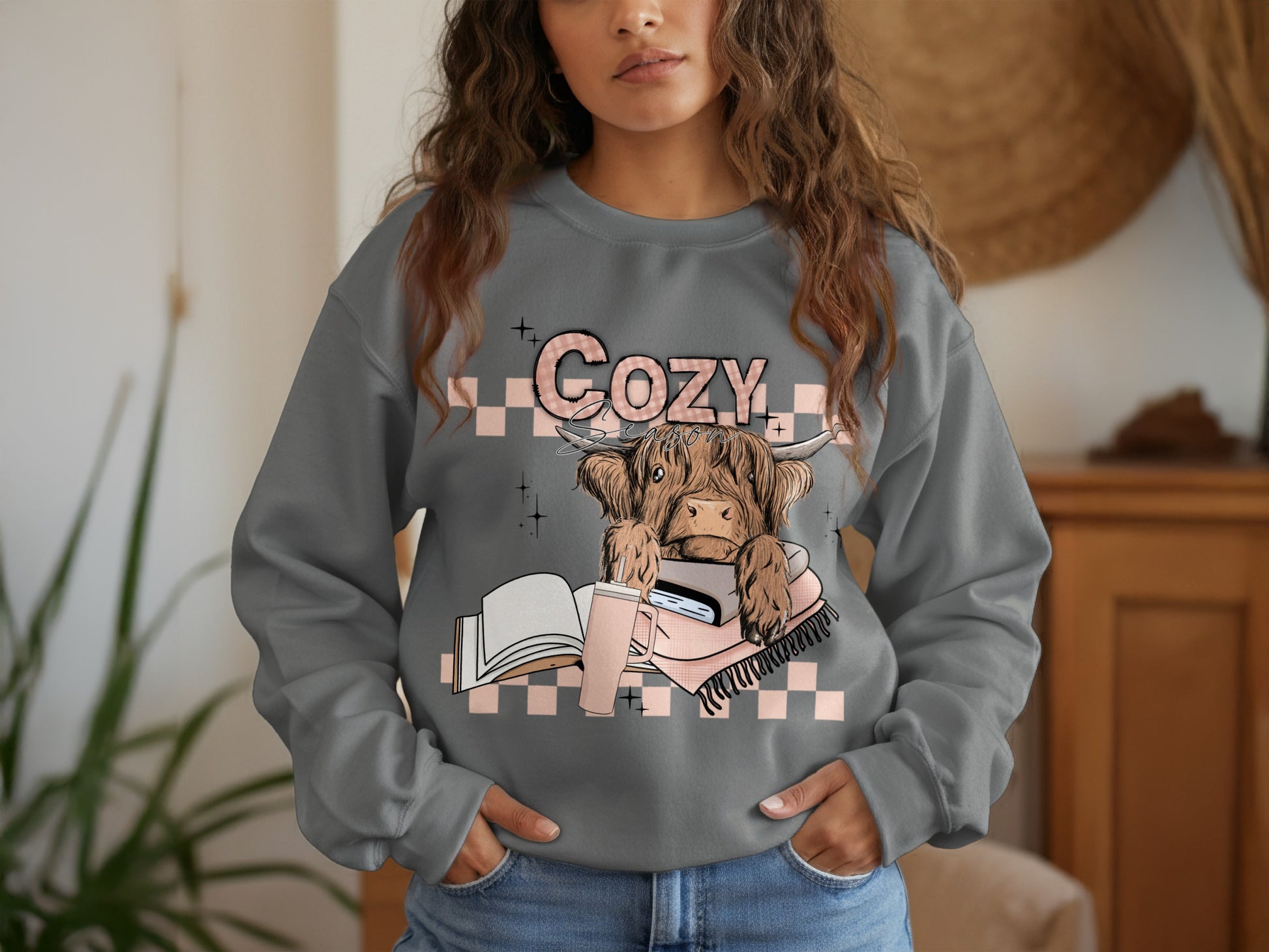 Cozy Highland Cow Design Comfortable Sweatshirt product