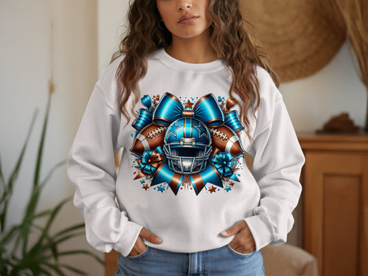 Festive Football Bow Graphic White Sweatshirt product type