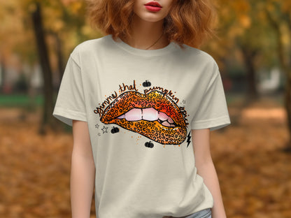 Gimme That Pumpkin Babe Leopard Print Lips T-shirt product