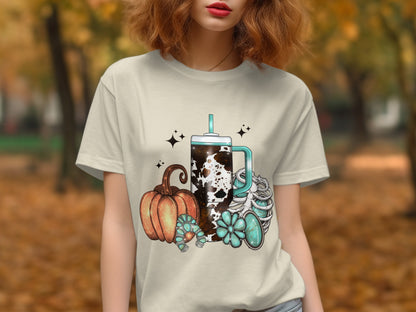 Autumn Pumpkin Succulent Latte Graphic T-Shirt product