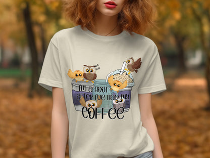 Funny Owl and Coffee Lover Graphic T-Shirt product type