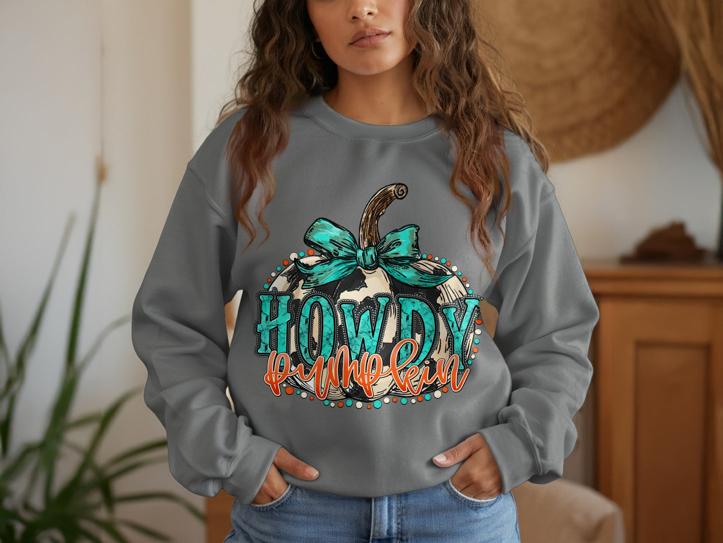 Howdy Pumpkin Graphic Sweatshirt for Casual Product