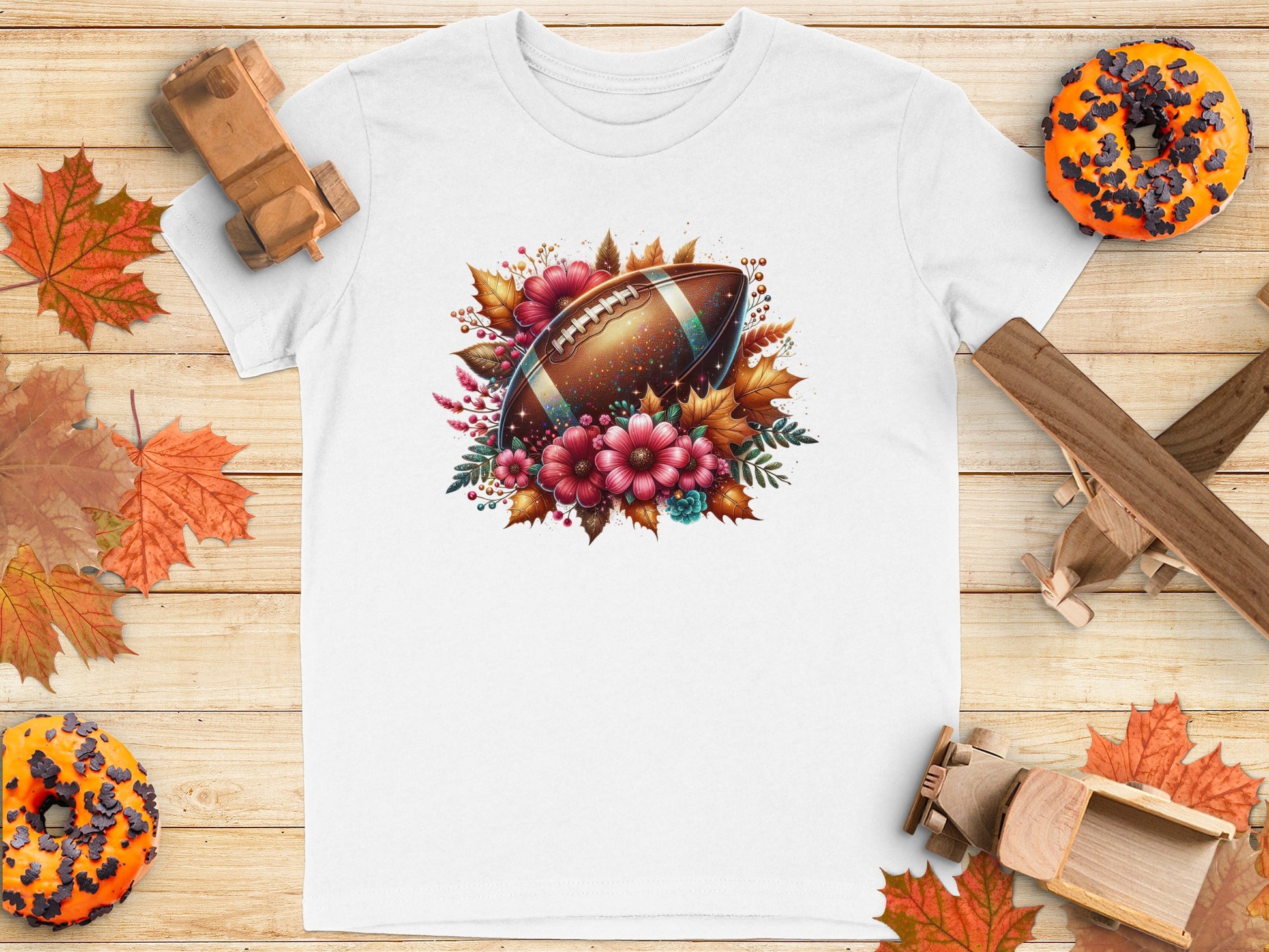 Football Floral Graphic T-Shirt for Autumn Sports product