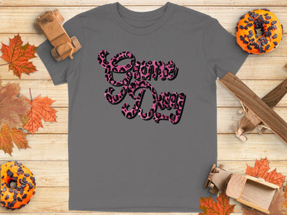 Gray Tee with Game Day Leopard Print Design product type