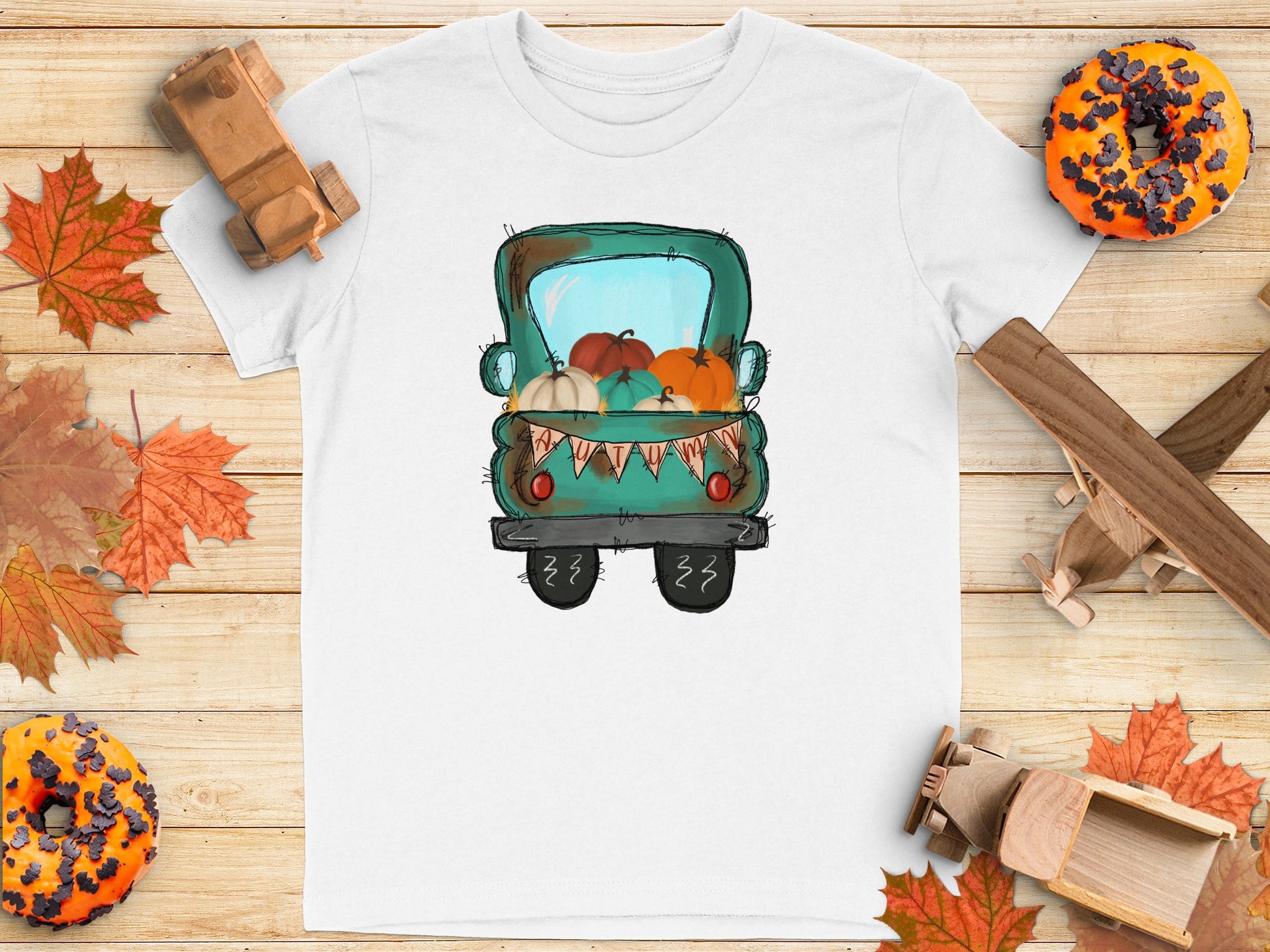 Vintage Truck with Fall Pumpkins Design Shirt product