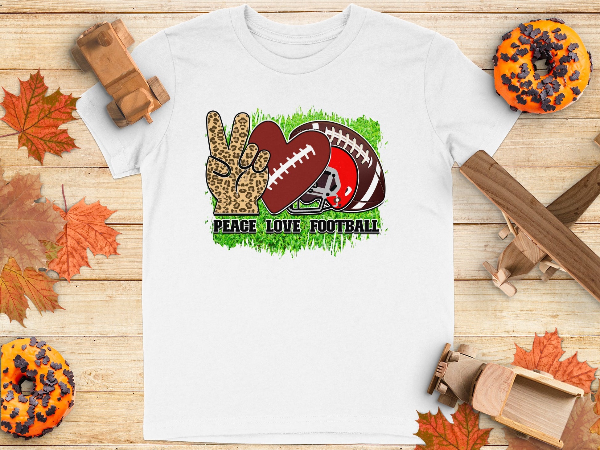 Peace Love Football Graphic Tee Shirt product