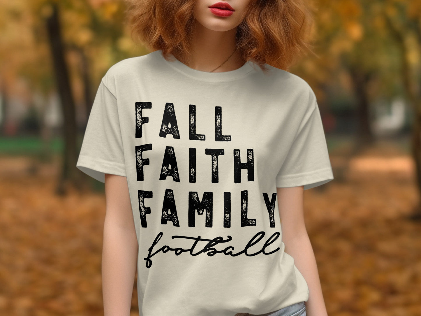 Fall Faith Family Football Graphic Tee product