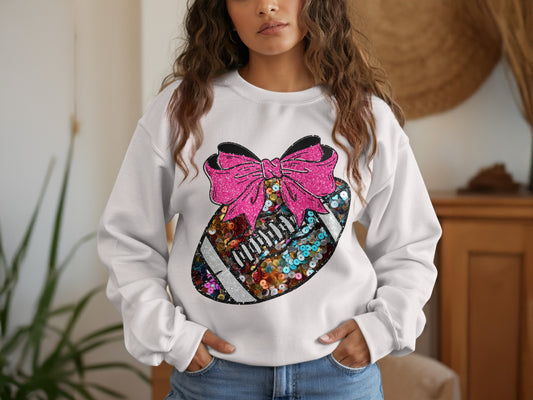 Sparkling Football Design with Pink Bow Sweatshirt product