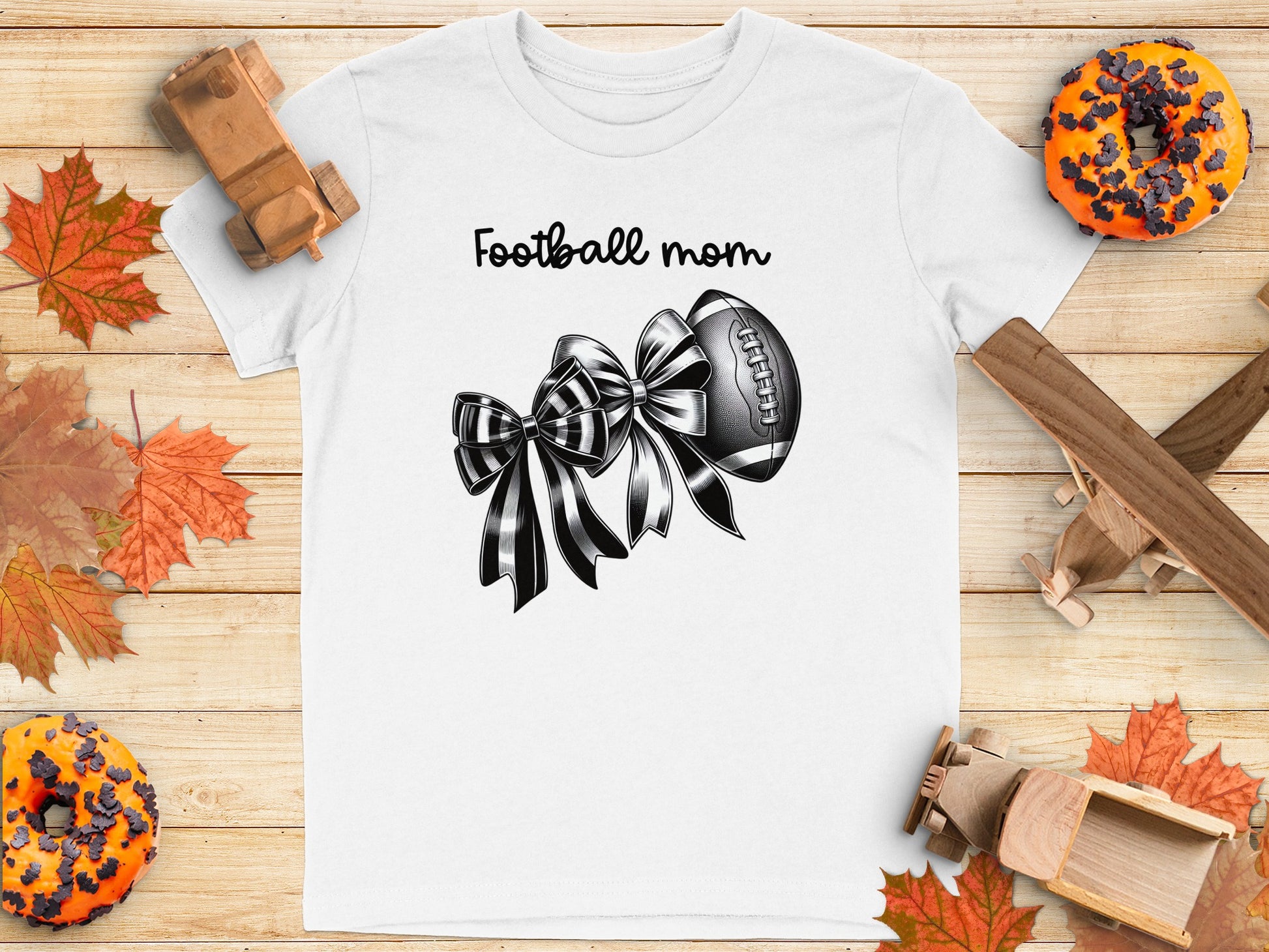 Football Mom Graphic T-Shirt With Bow Print product