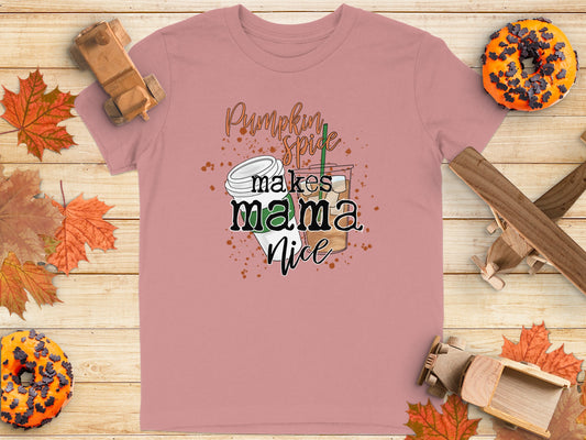 Pumpkin Spice Makes Mama Nice Pink T-shirt product type