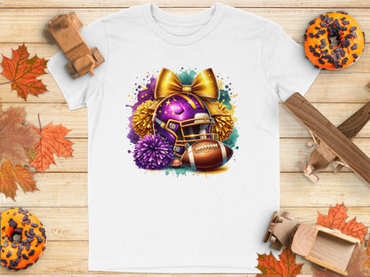 Cheerful Football Helmet and Bow T-shirt product type