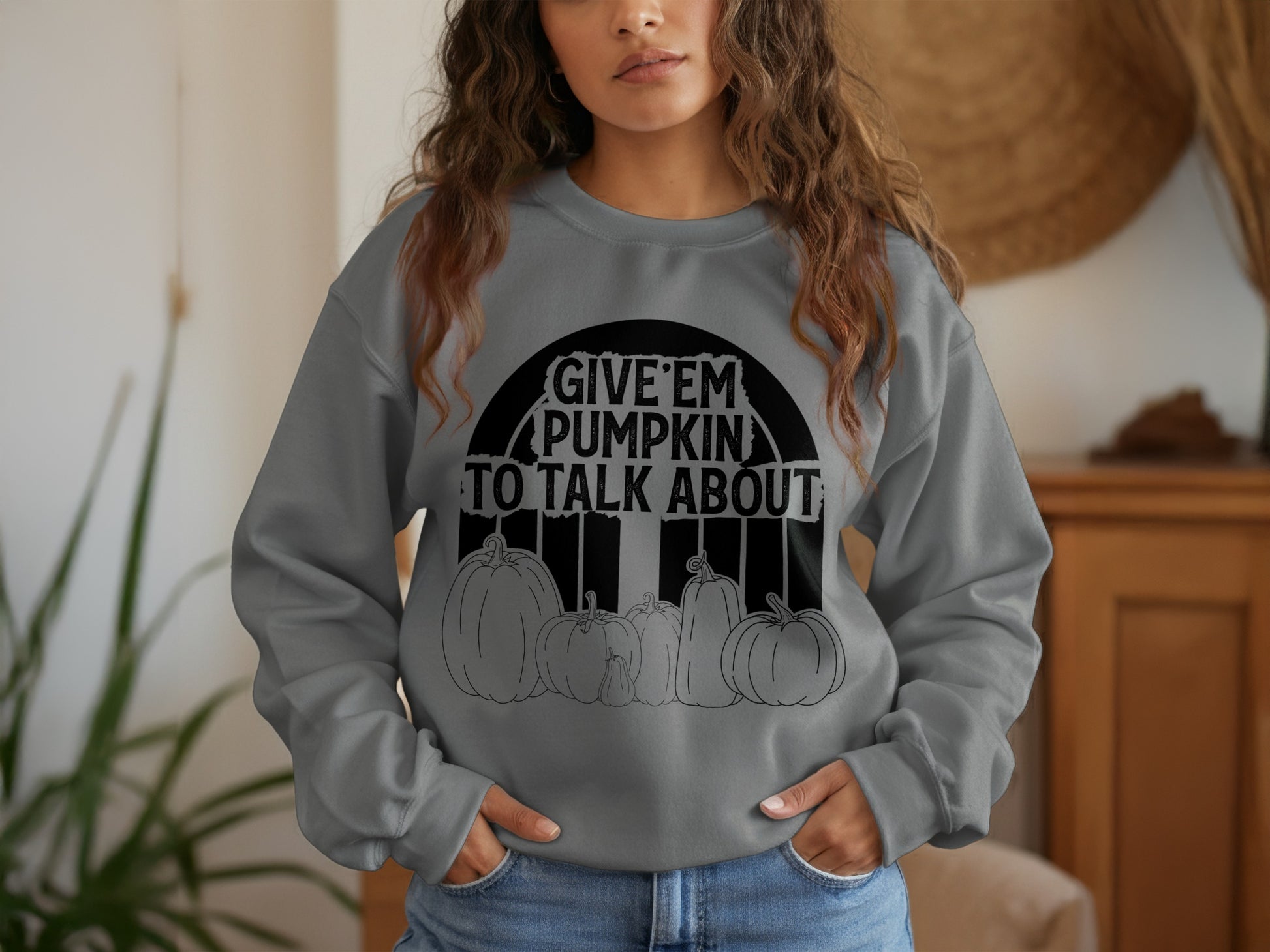 Give Em Pumpkin To Talk About Graphic Sweatshirt product