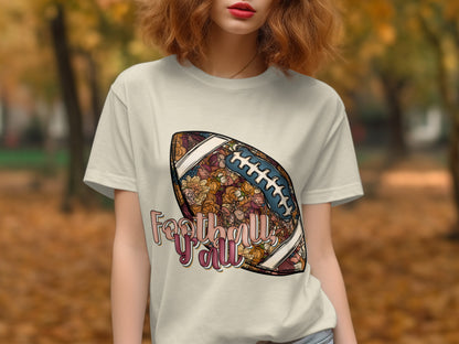 Football Y'all Autumn Floral Graphic Tee product