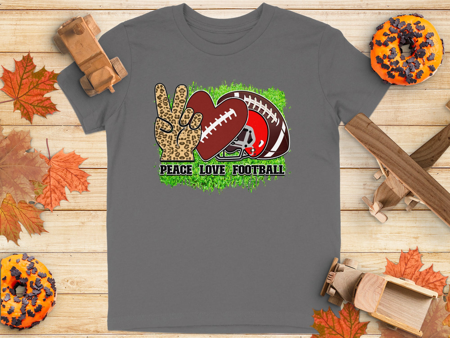 Peace Love Football Graphic Print Tee product