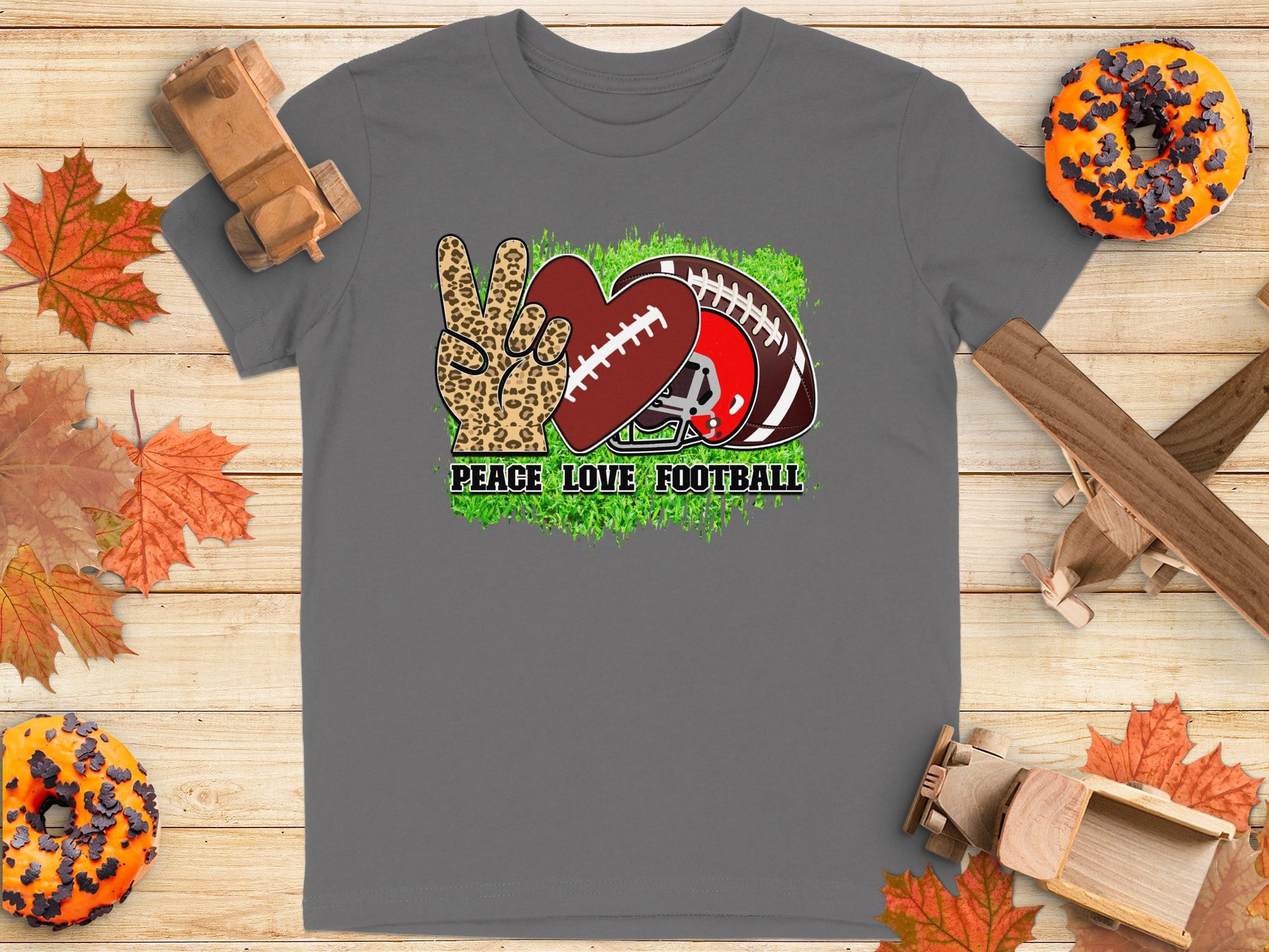 Peace Love Football Graphic Print Tee product