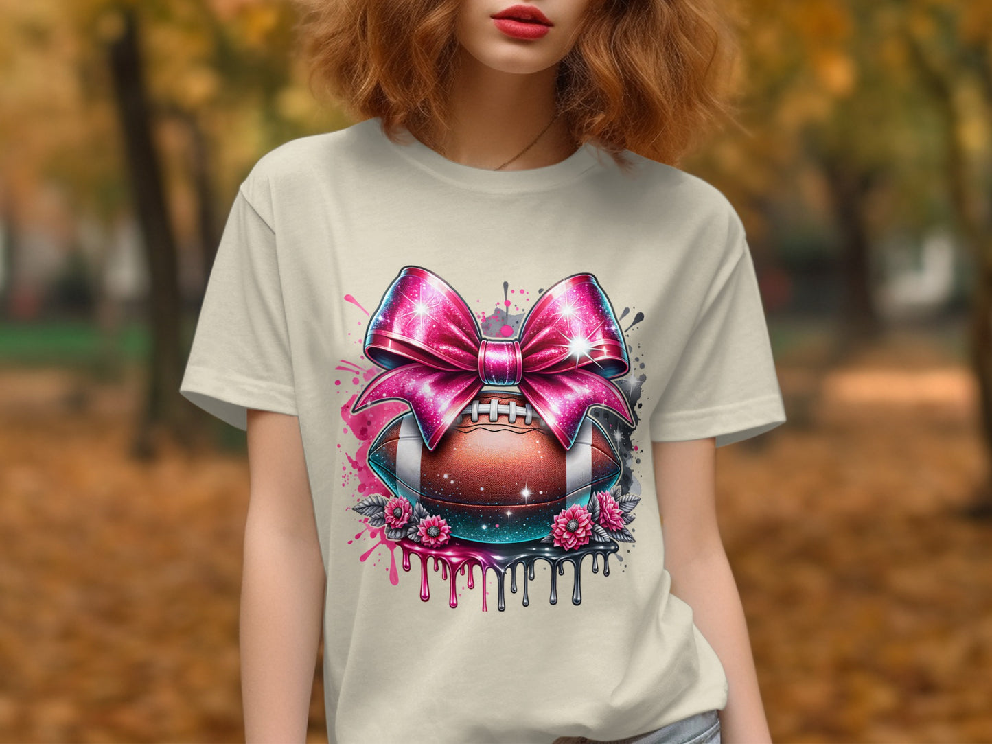 Pink Ribbon Football Graphic T-Shirt product type
