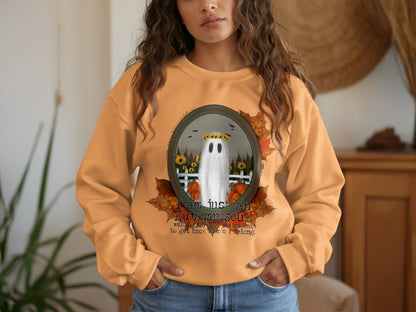 Pumpkin Autumn Soul Ghost Design Print Sweatshirt product