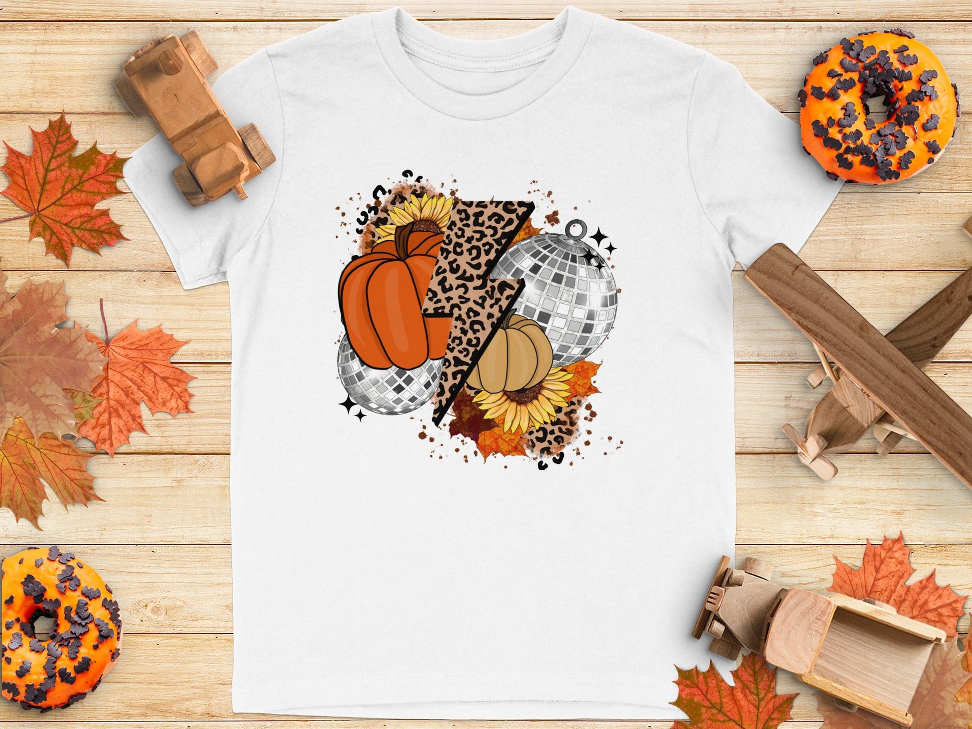 Fall Pumpkin Leopard Disco Graphic Tee product