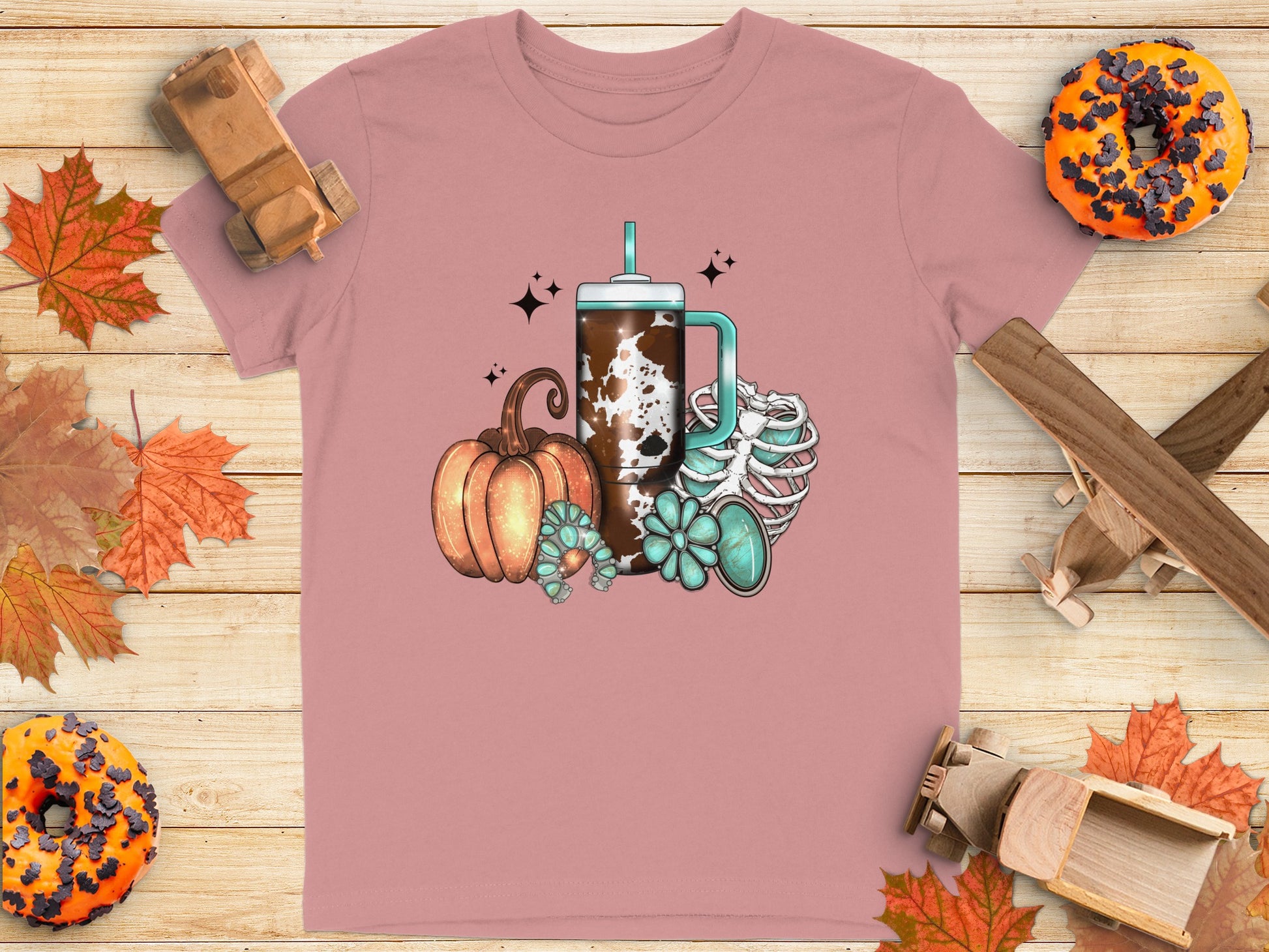 Autumn Pumpkin and Skull Themed T-Shirt product type