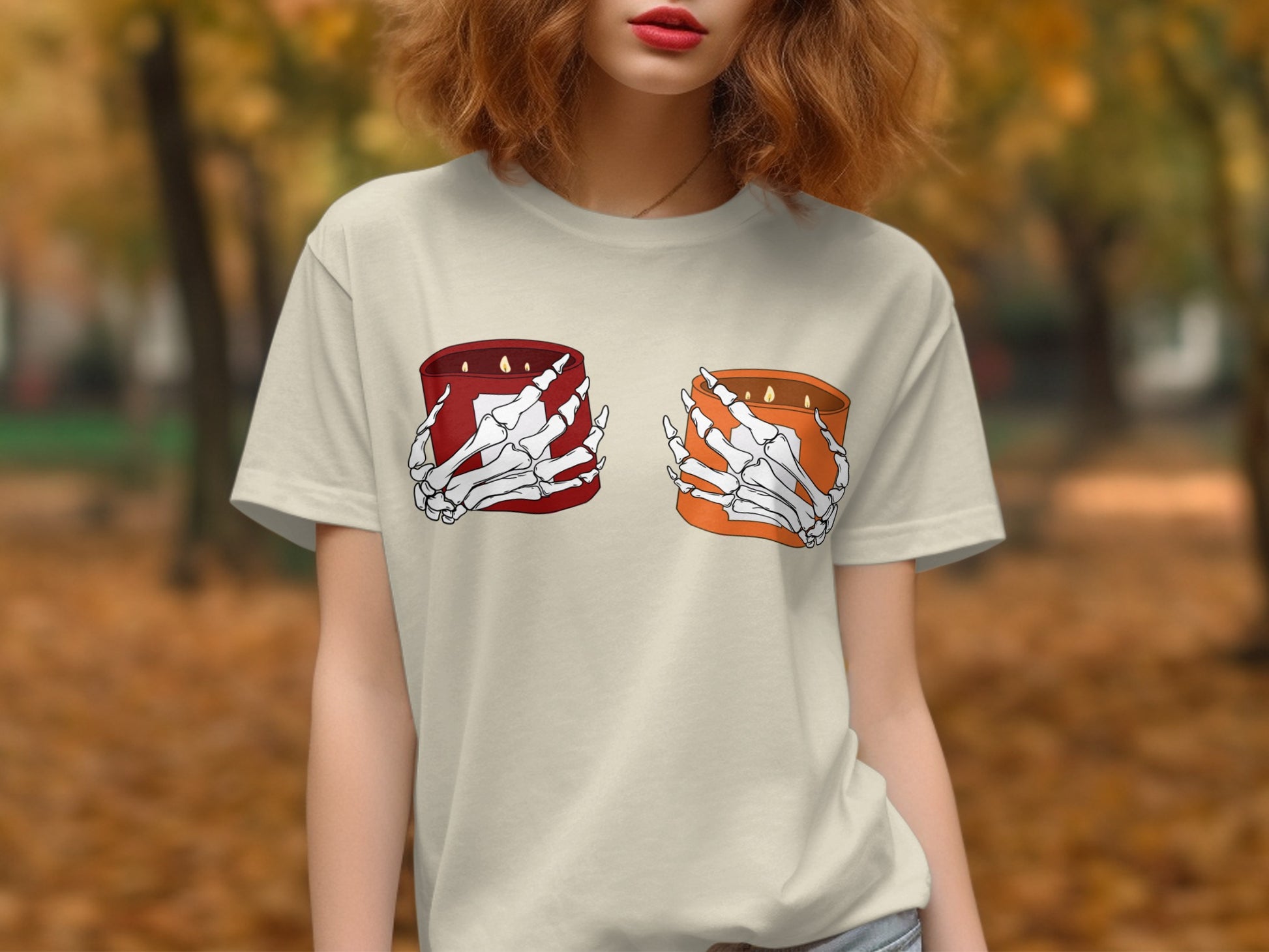 Skeleton Hand Holding Cups Design Graphic T-Shirt product type