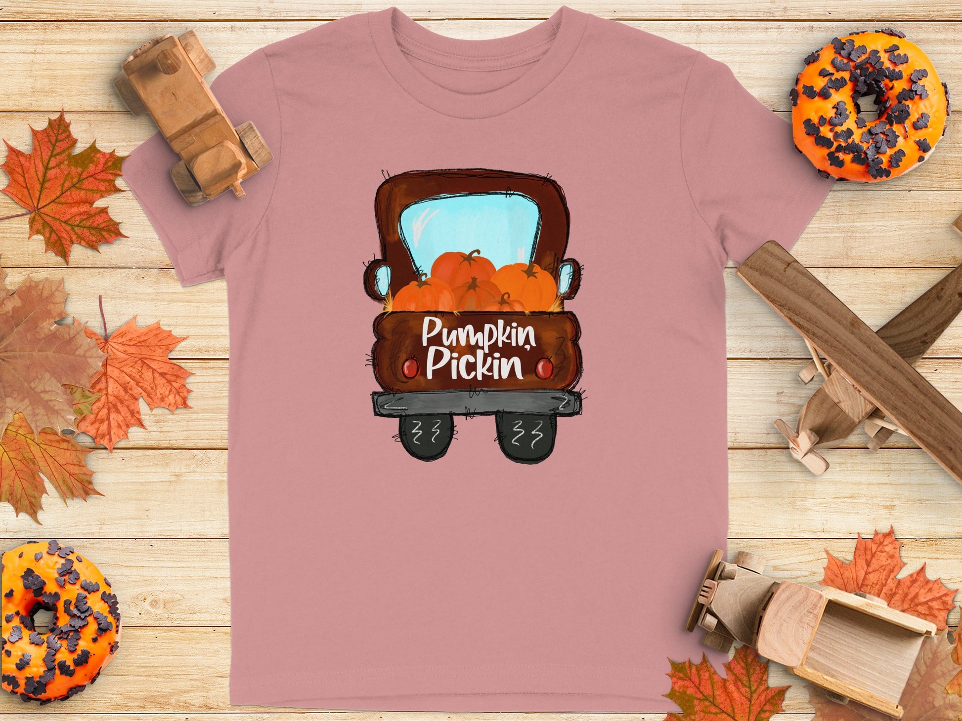 Pumpkin Pickin Fall Tee with Truck Design product type