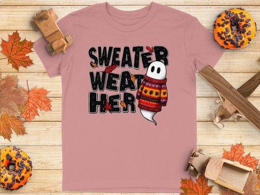 Cute Ghost Sweater Weather Here T-shirt product type