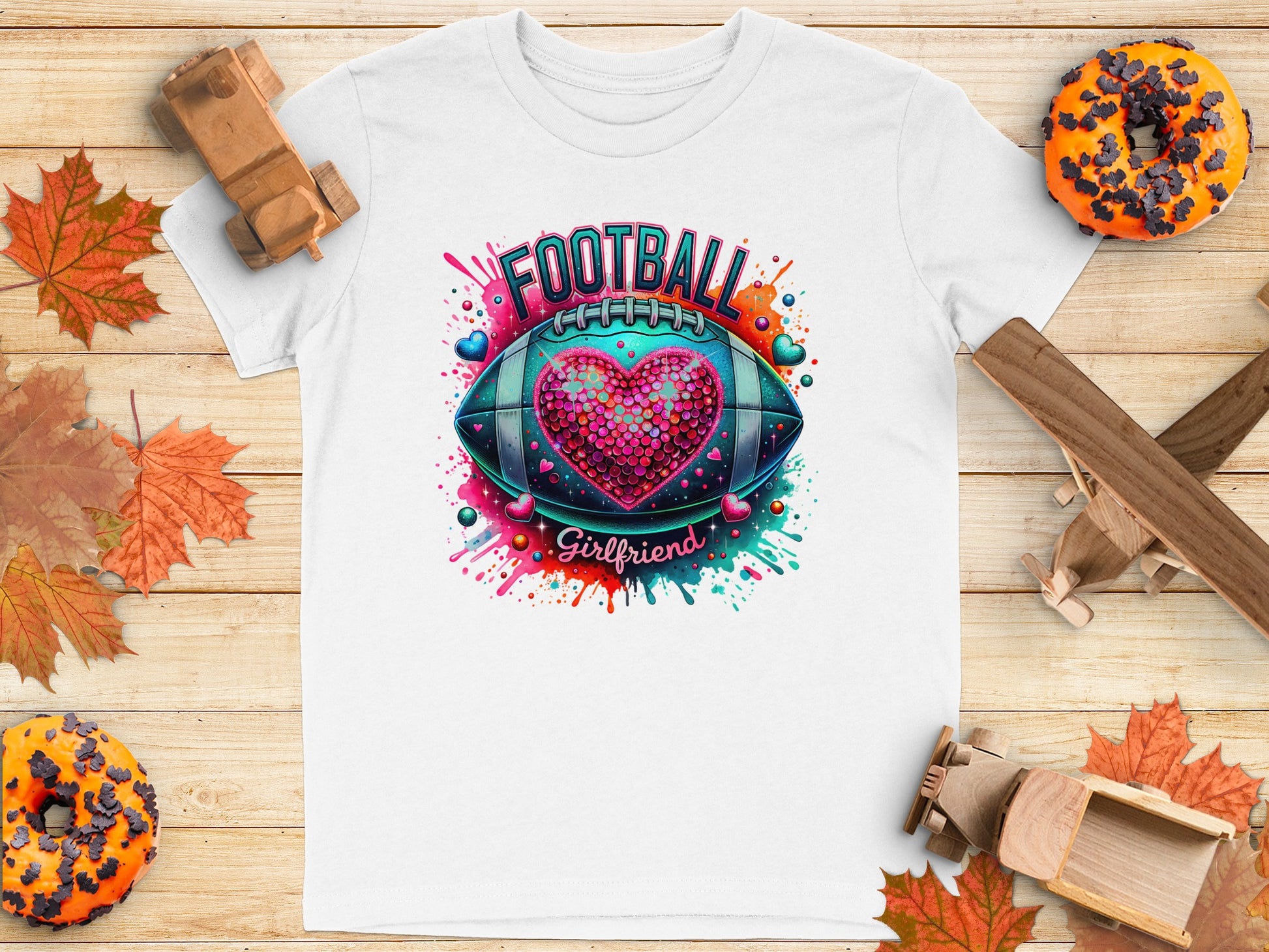 Football Heart Design Girlfriend T-shirt product type