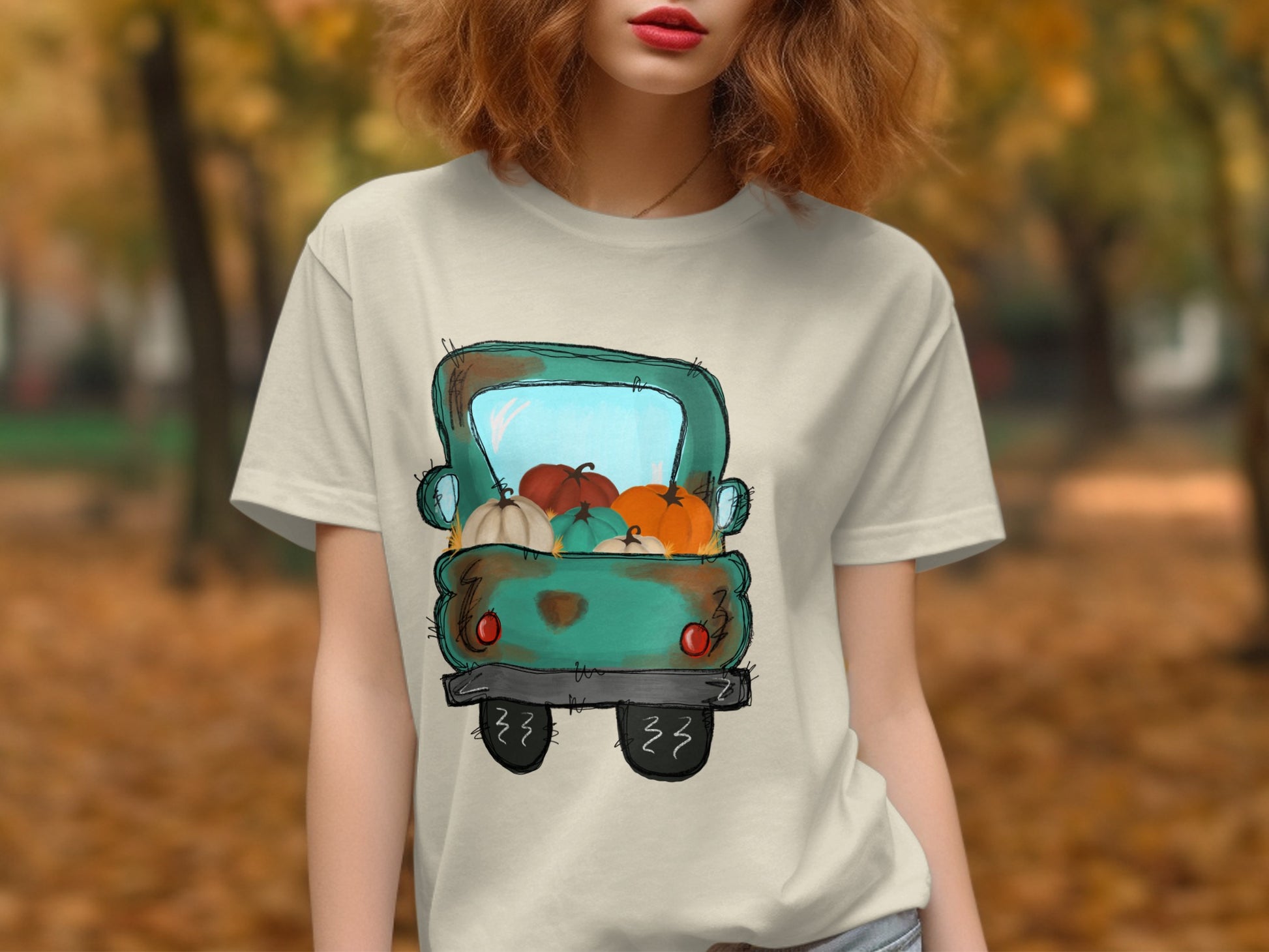 Cute Fall Pumpkins in Vintage Truck T-Shirt product