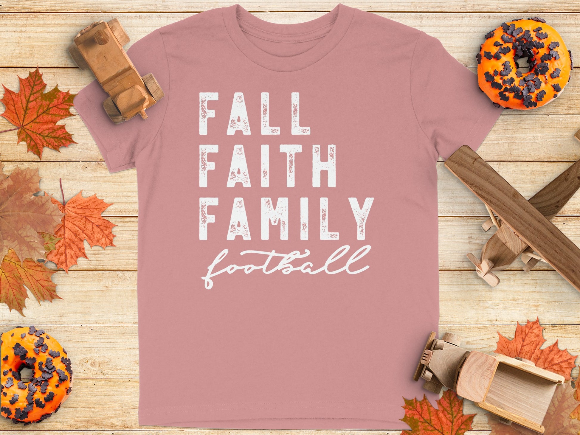Fall Faith Family Football Graphic Tee product