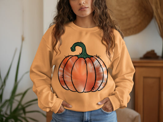 Cozy Sweatshirt with Hand-Drawn Pumpkin Illustration product