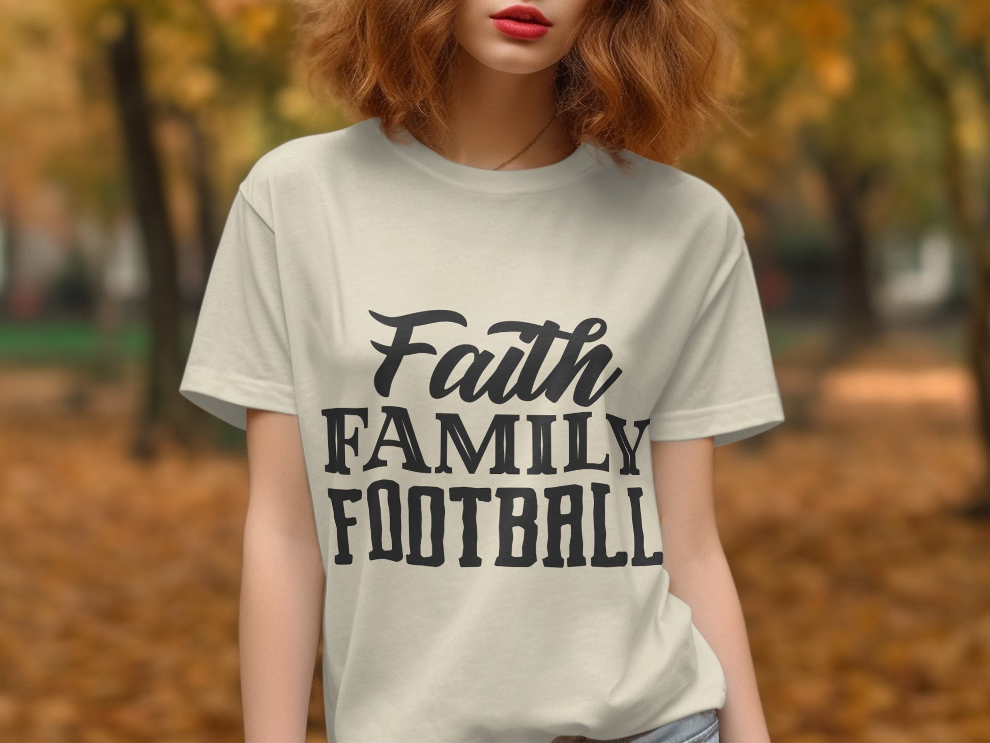 Faith Family Football Trendy Graphic T-shirt product type