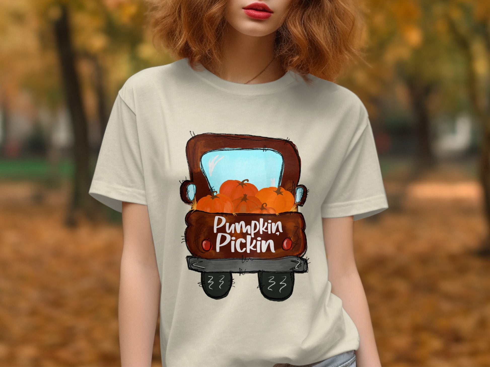 Pumpkin Pickin Truck Graphic Tee Casual Fashion Product