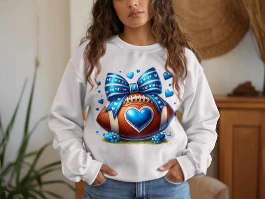 Blue Heart Football with Bow Sweatshirt product type