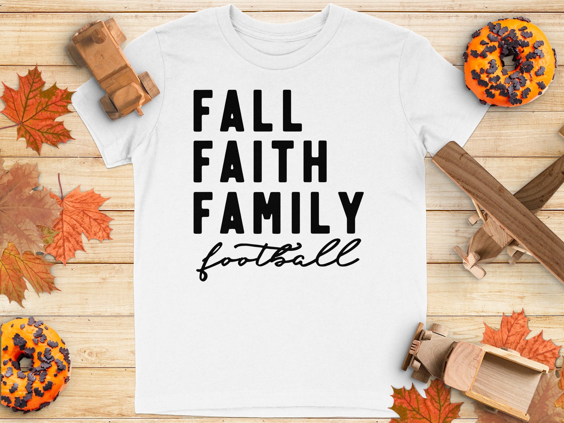 Fall Faith Family Football Graphic T-Shirt product type