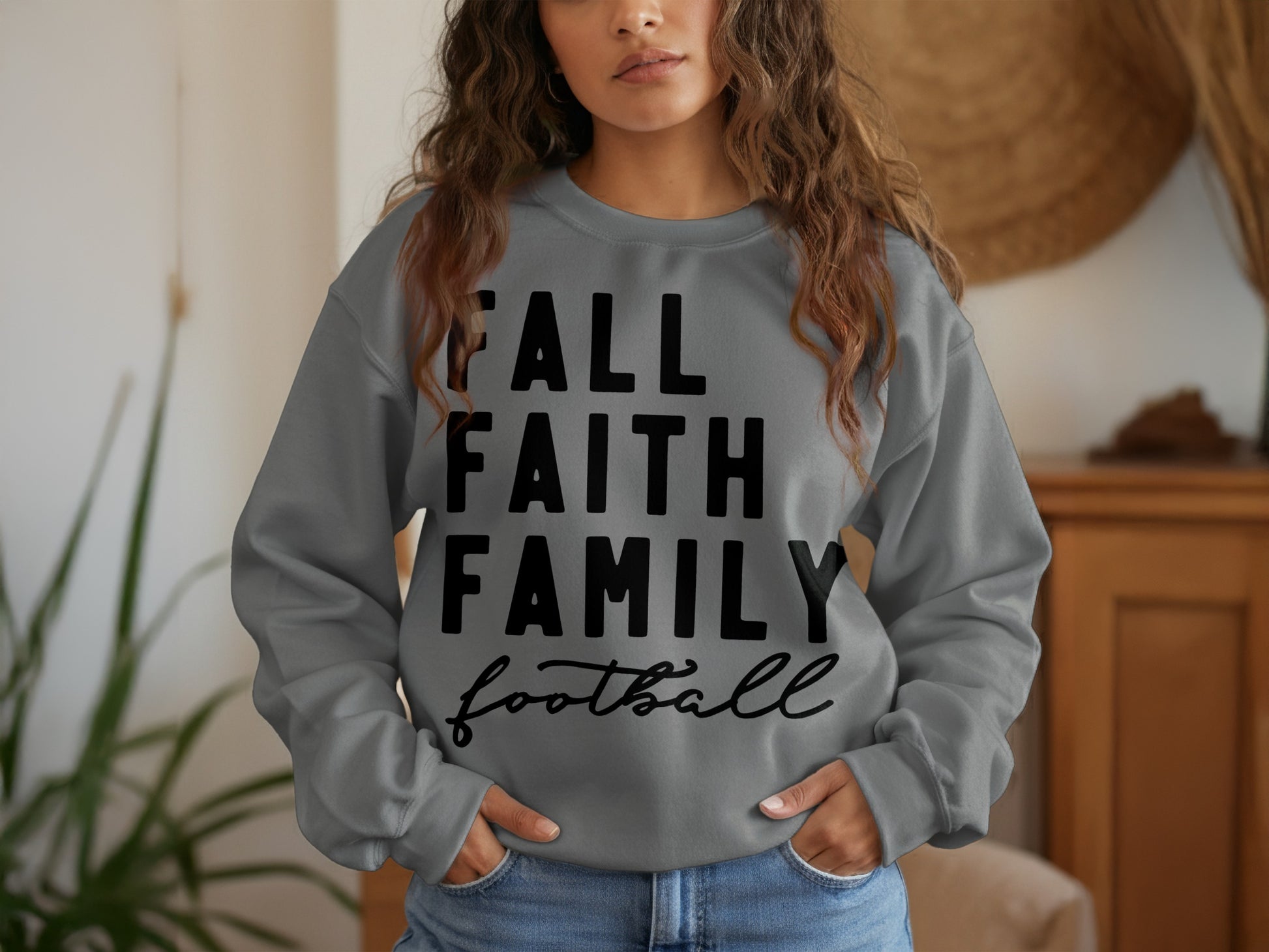 Fall Faith Family Football Sweatshirt product