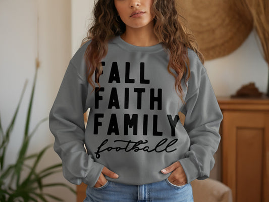 Fall Faith Family Football Sweatshirt product