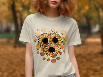 Sunflower Artwork with Abstract Circles T-shirt product
