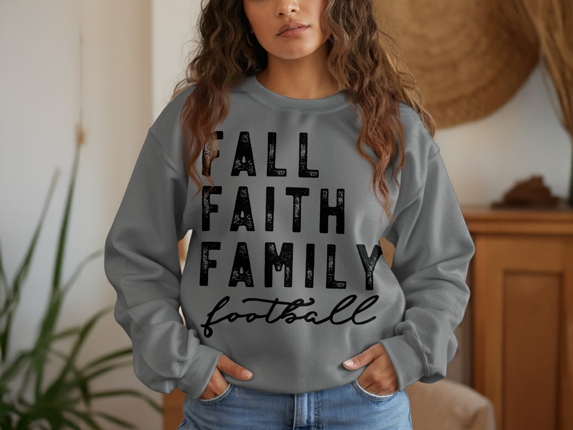 Fall Faith Family Football Sweatshirt product