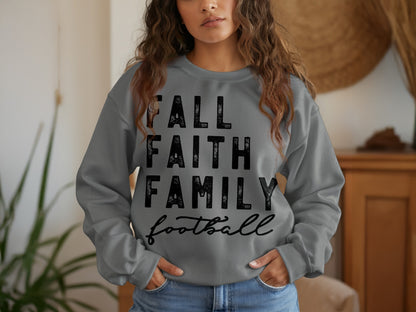 Fall Faith Family Football Sweatshirt product